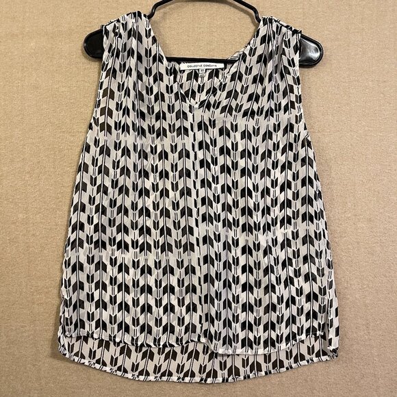 Collective Concepts Blouse Women's XS Black & White Sheer Sleeveless - Picture 1 of 12